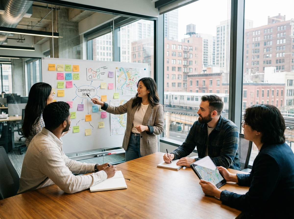 Jeunes professionnels en brainstorming dans un bureau moderne