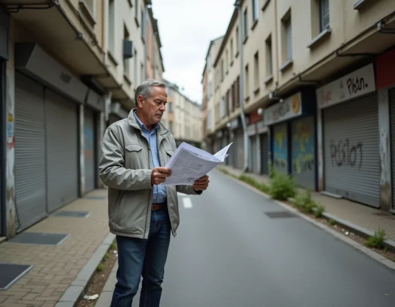 Investisseur immobilier analysant une carte de quartier à Colombes pour identifier les zones à risque avant un achat