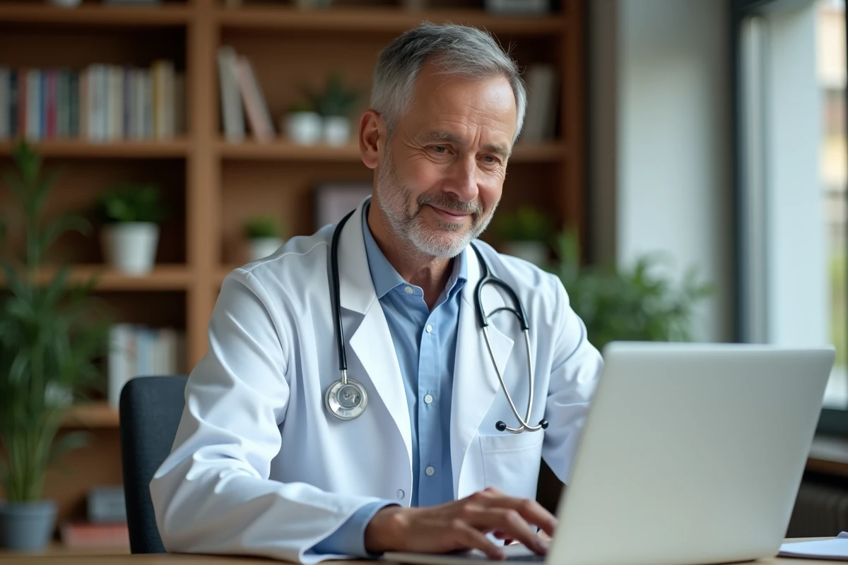 Medecin en teleconsultation depuis son domicile